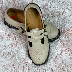Dr. Martens Cream Flats with Perforated Design